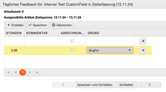 Zeiterfassung Detailfenster