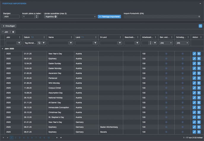 Public Holidays manage